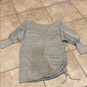 Express Gold and Cream Off-the-Shoulder Sweater with Textured Knit